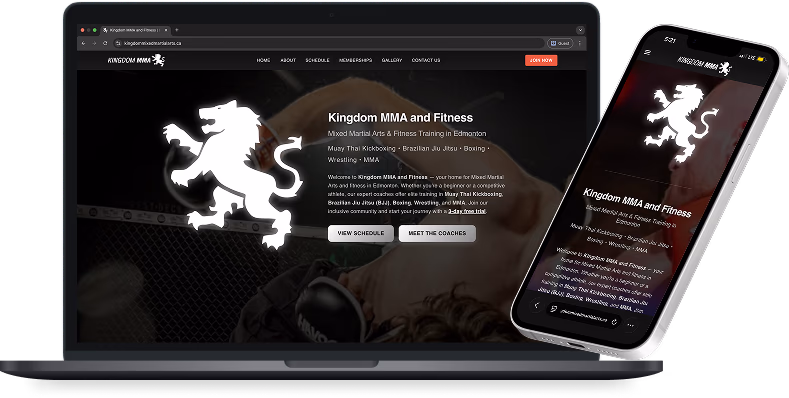 Phone and Mac mockup showing web design
